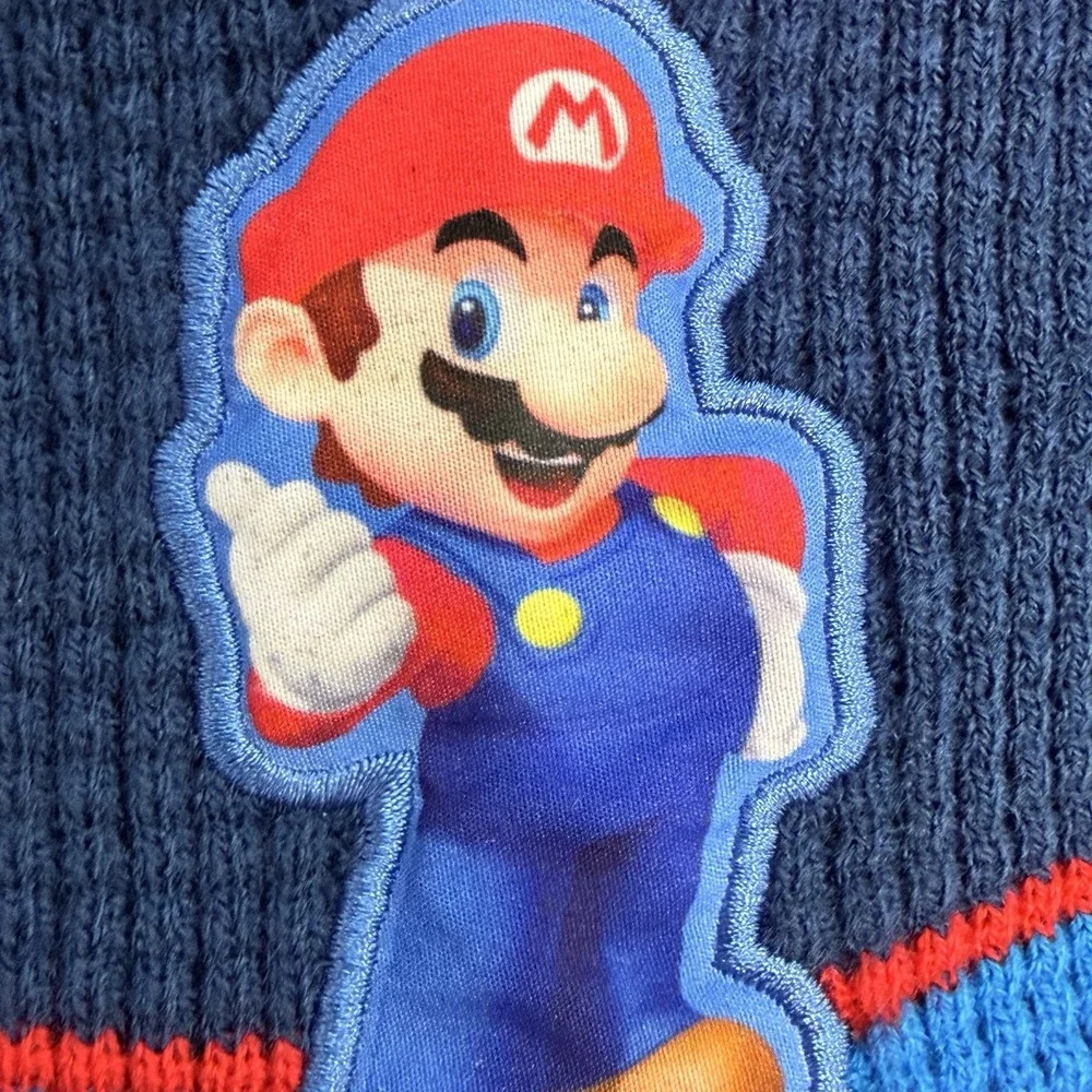 Super Mario Winter Cap Hat Beanie Nintendo Blue Red/2011 Knit One Size YouthB218